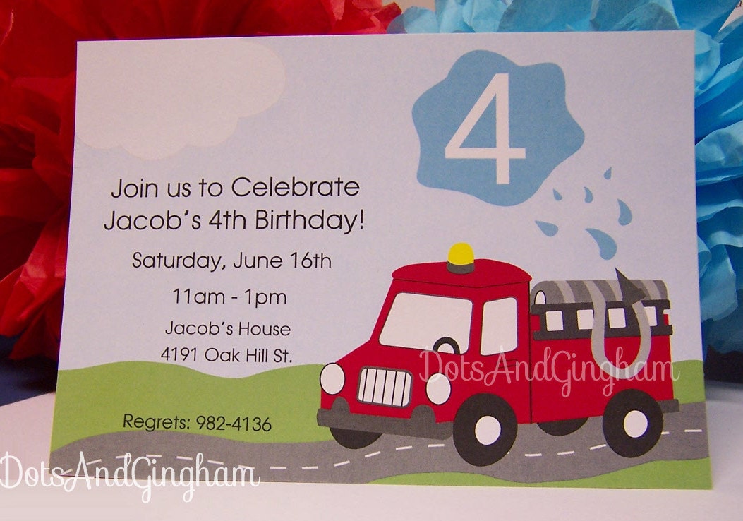 Fire Truck Invitation - Firetruck Invitation - Printable Fire Truck Party Firetruck Fire Truck Fire Engine Invitation - Firetruck