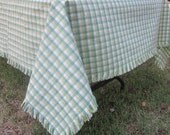 Reversible Retro Green Check Tablecloth 54x96