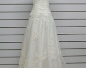 Custom make Vintage A LINE Lace Trim Wedding Dress Bridal Gown White Bridesmaid Evening Prom dress