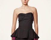 50% SALE  Black Strapless Mini with Purple Lined Ruffle at Hip "Modern Cinderella" Dress