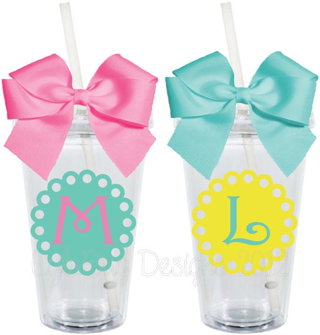 Scalloped Monogram Initial Personalized 16oz Acrylic Tumbler