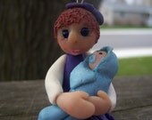 Custom made Big Sister holding baby Ornament OOAK Pure Sculpt Doll Art Primitive Special Occasion by Jessica Wolf ( Pookagirl Art )