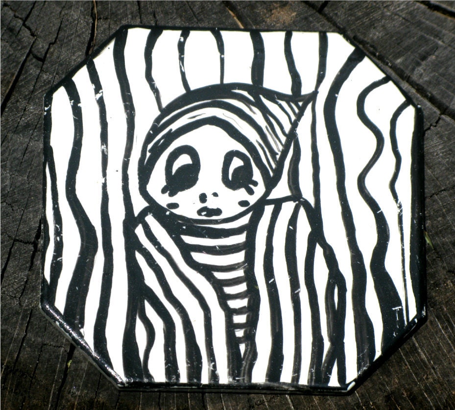 Original Acrylic Painting on Ceramic Tile "Lost In The Woods"