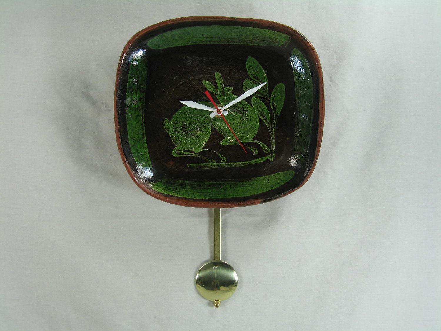 Handmade Wall Clock Upcycled Vintage Mexican Pottery Home Decor Clocks by DanO -- Free Priority Shipping Included