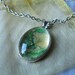 Green Oak Leaf Art Pendant with Silver Chain