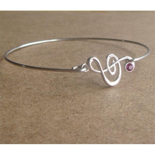 Music Note Bangle Bracelet, Simple Everyday Jewelry, Elegant gift, Bridesmaid Gift, Bridal Wedding Jewelry
