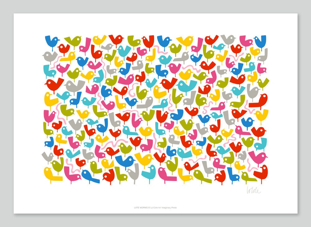 Late Worms by Lo Cole, archival print (A3) 16.5" x 11.7"