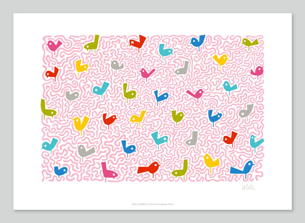 Early Birds by Lo Cole, archival print (A3) 16.5" x 11.7"