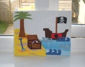 Childrens Pirate Picture, Childrens Room Decoration, Birthday Gift, Christening Gift, Personalised, Boys Felt Picture, Pirate Decoration