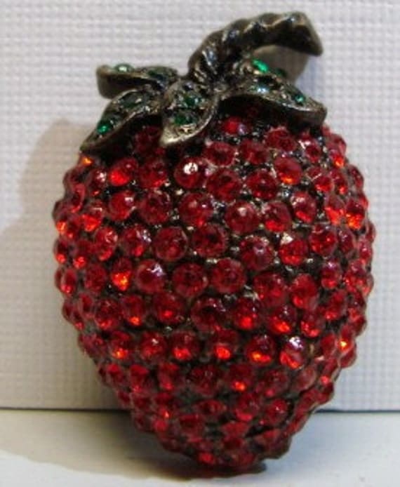 Weiss Brooch Vintage Jewelry Signed with Ruby Red and Emerald Green Rhinestones