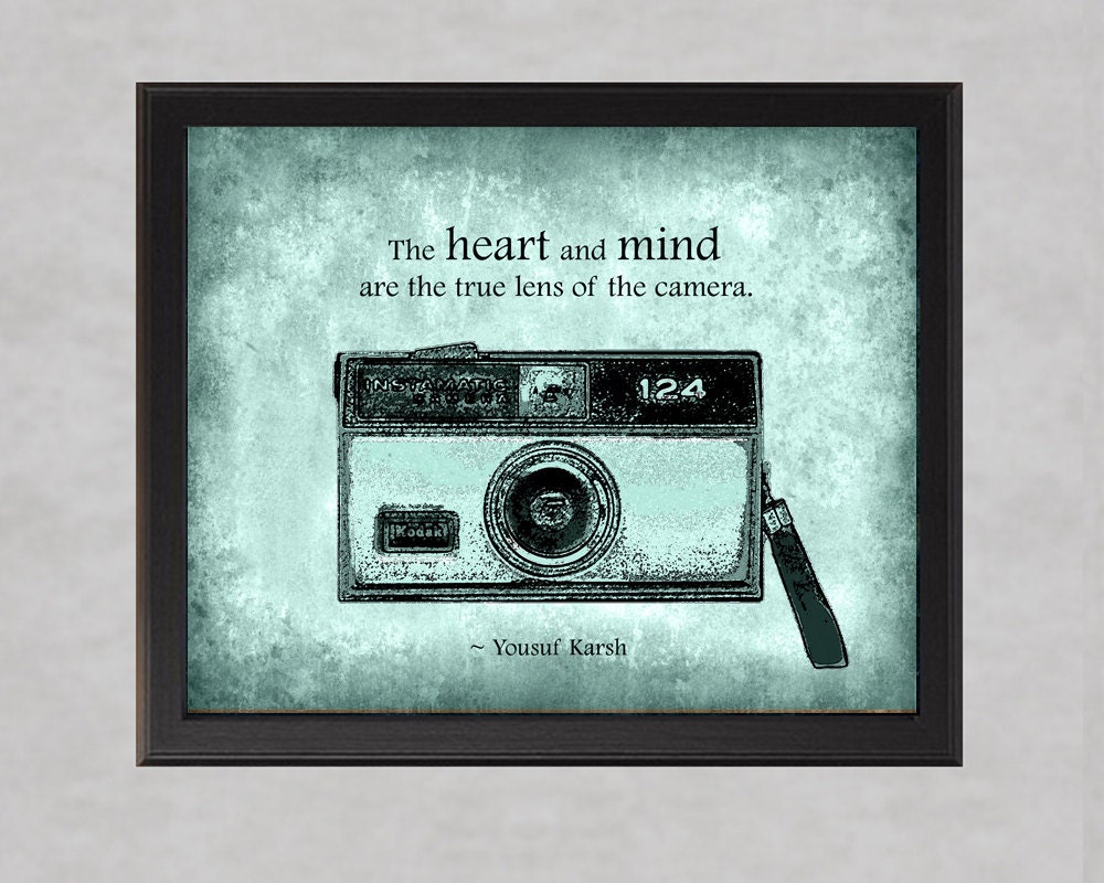 True Lens - 8x10 photographic print - Aqua Blue Turquoise Vintage Kodak Camera Quote Texture Distressed Home Decor Wall Art Photographer