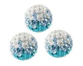 5PCS Crystal stones 10mm Loose Spacer Bead Pave Disco Ball Rhinestone Beads Fit DIY Bracelets Earrings Necklaces Rings/white& sky blue - VIPbeads