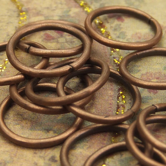 Antique Copper Open Iron Jump Ring, 18 Gauge Unsoldered 10.5mm, 100 Pieces - 1044JR1