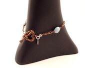Copper Heart Amazonite Crystal Bead Chain Bracelet