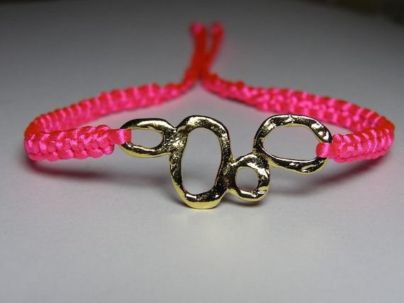 Fluorecent pink bracelet with gold finding