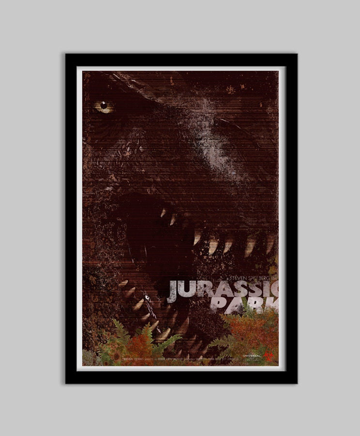 Jurassic Park - 12x18 - Movie Poster - jurassic park, movie poster, film, dinosuar, tyrannousauras rex, film