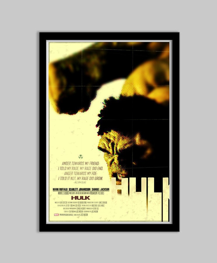 Hulk - 12x18 - Movie Poster - avengers, hulk, movie poster, movie, film, marvel, comic book, superhero