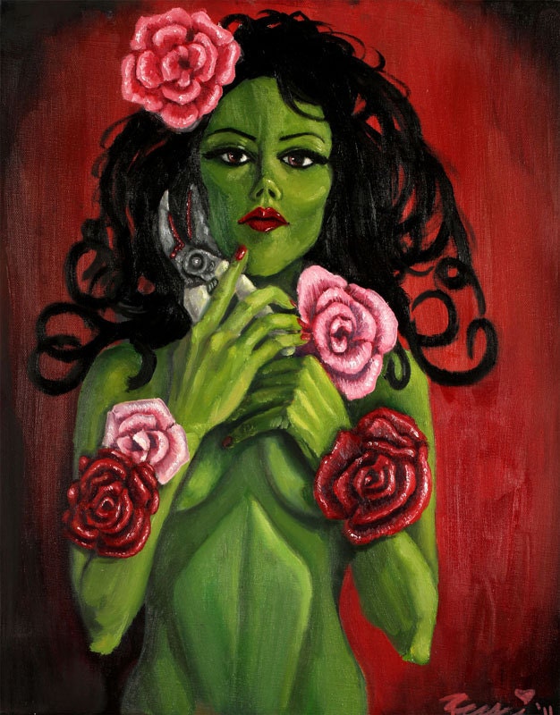 The Gardner. A Reese Hilburn (RockabillyReese) Original Oil Painting.