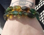 Handmade Teal and Brown Crystal Memory Bracelet
