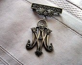 RARE Antique Maria Antoinette Insignia Pin Brooch SilverPlated