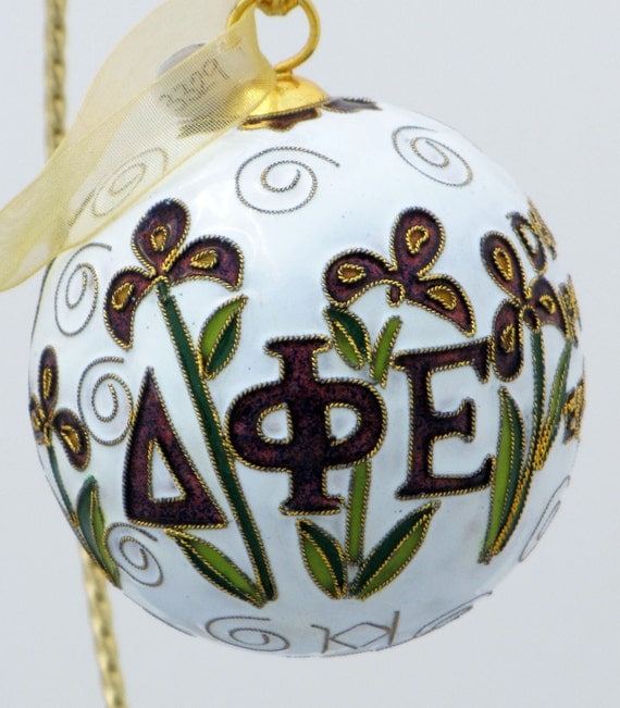 Delta Phi Epsilon Cloisonne Ornament with 24k gold plating