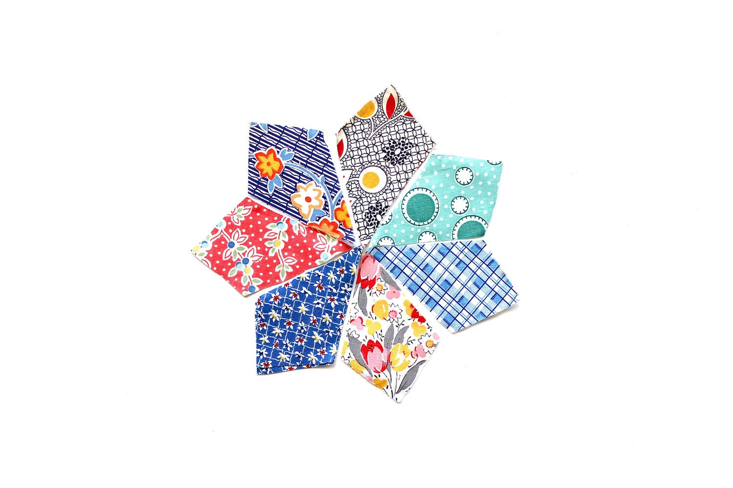 Sew Pretty - 5x7 Print Vintage Feedsack Fabric Quilt Scraps Colorful Fine Art Photograph