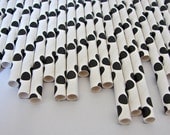 Color Your Party -  25 Black And White Polka Dot Paper Straws