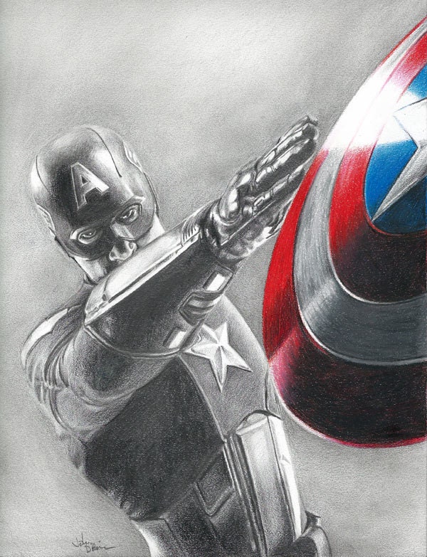 Drawing of Captain America (Chris Evans) from Avengers