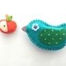Felt Magnets set - Cute Kawaii Magnets - set of bird and apple magnet -  READY TO SHIP