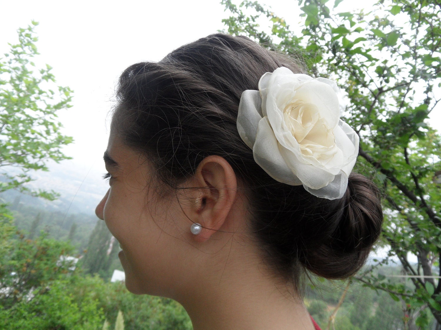 Champagne rose, hair accessories, bridal buckle, wedding accessories, organza roses, accessories for Engagement
