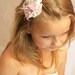 vintage inspired upcycled children flower hair piece - photo prop - pink and gray hair clip fabric flower flower girl rosette