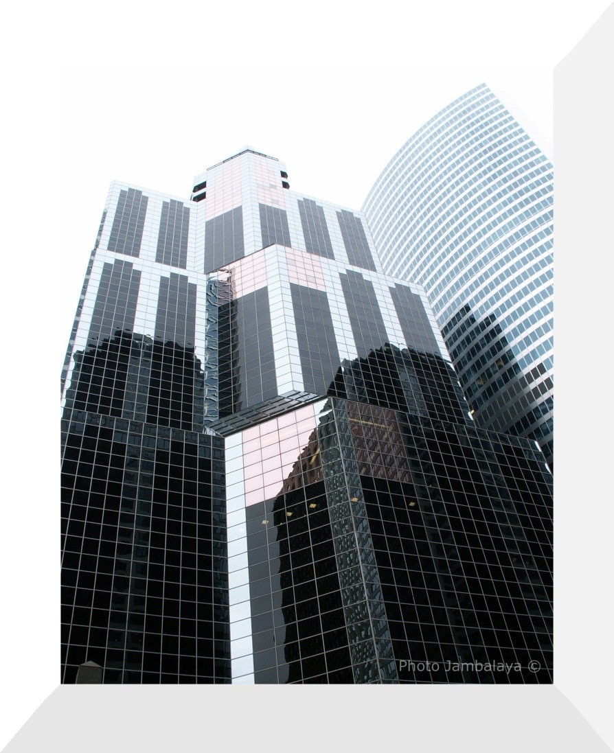 Architecture photography: 8x10 print Chicago business buildings industrial urban skyscrapers photo high rise real estate blue
