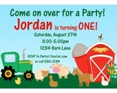Farm Invitation - Barn Animals, Sheep, Horse and Cow Personalized Birthday Party Invite - a Digital Printable File