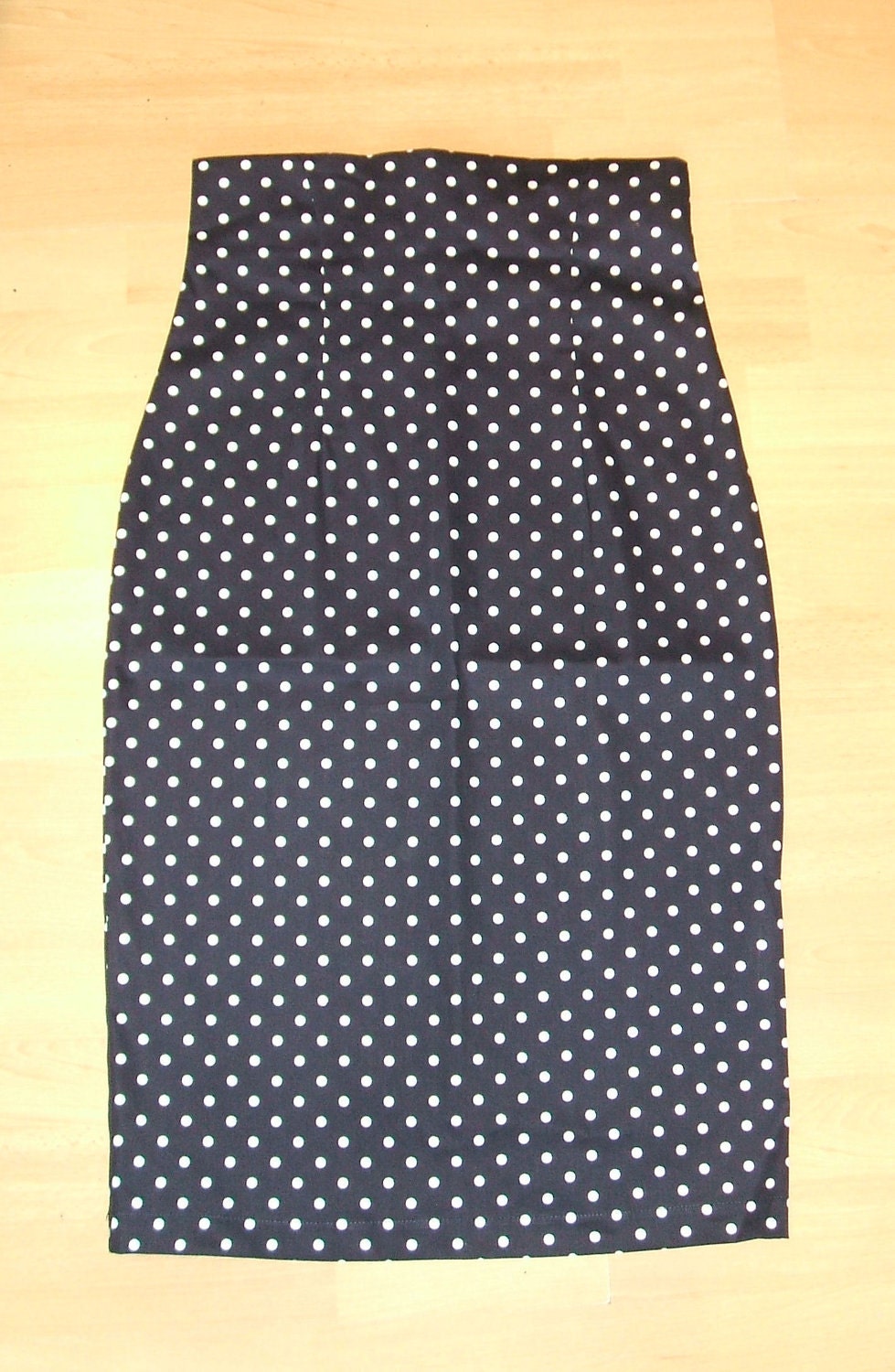 Baylis & Knight Navy Polka LOLA High Waisted Wiggle Pencil Skirt Dita Burlesque Pin Up 50's Rockabilly