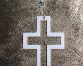 WHITE Cross Outline Necklace