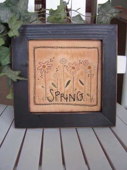 Primitive Stitchery Spring Flowers- spring, April, Easter decorating