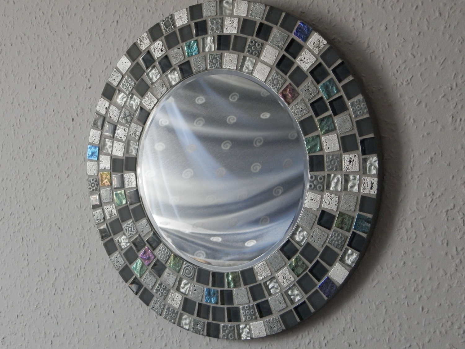 Unique Handmade Roma mixed glass mosaic tiles mirror-grey,silver,blue,pink,green,purple