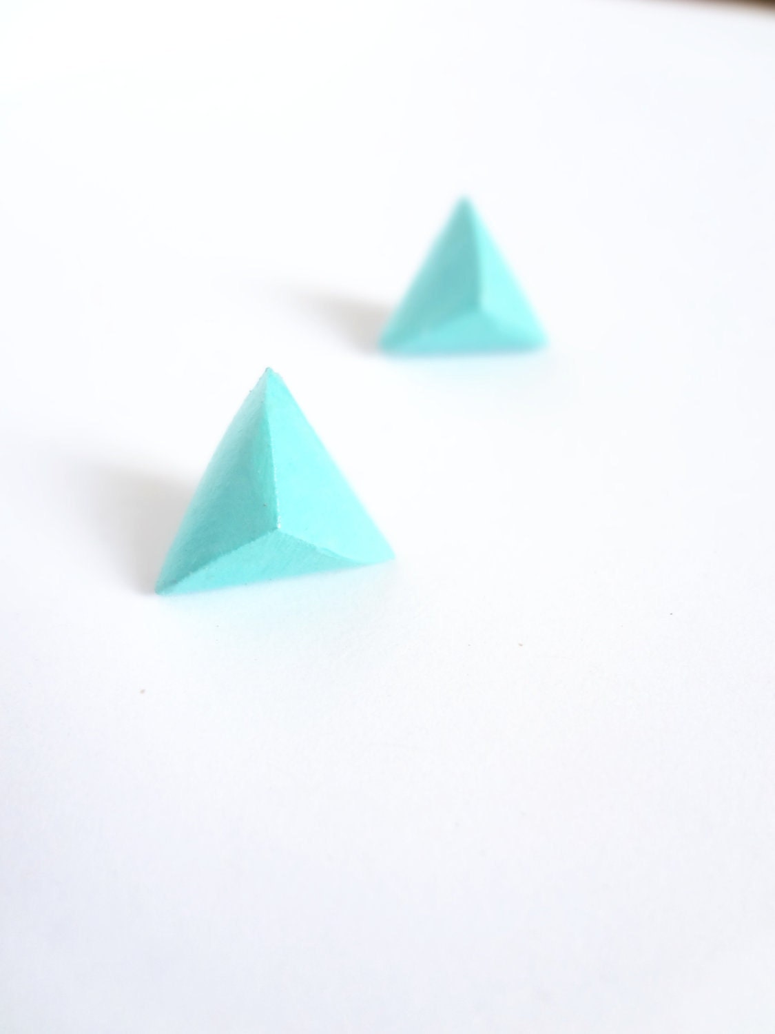 turquoise mint green geometric diamond triangle earrings - thefrenchboheme