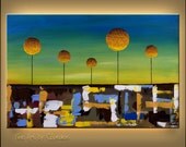 Original TREES landscape Large Modern Abstract Painting by CGUEDEZ. Contemporary 100% Hand-Made Textured CANVAS art.