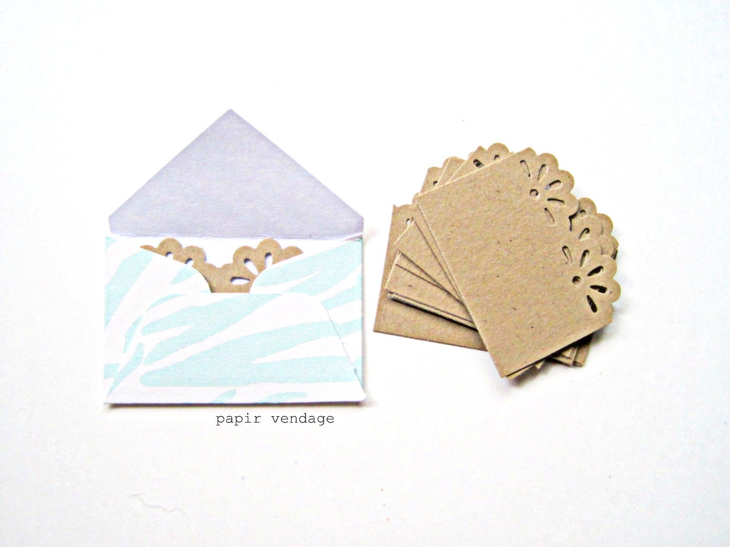 Mint Envelopes, 10 Mini Envelopes in Mint Zebra Print -- Wedding Reception, Special Notes, Party Favors, Scrapbook Delights