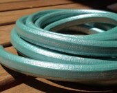 20% OFF SALE  10mm x 6mm oval  Metallic Turquoise licorize  leather cord
