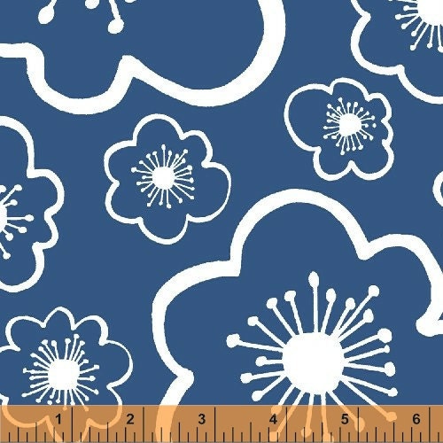 Lotta Jansdotter - BELLA Coastal Flower in Cornflower Blue  - 1 yard