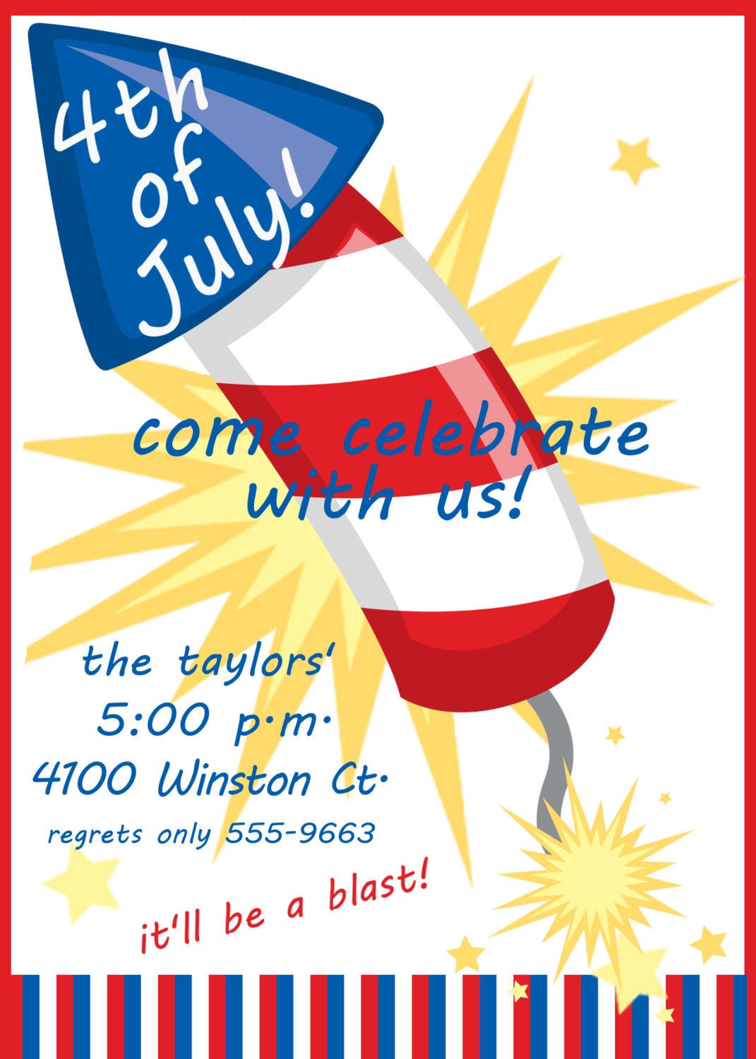 July 4th Rocket Invitation