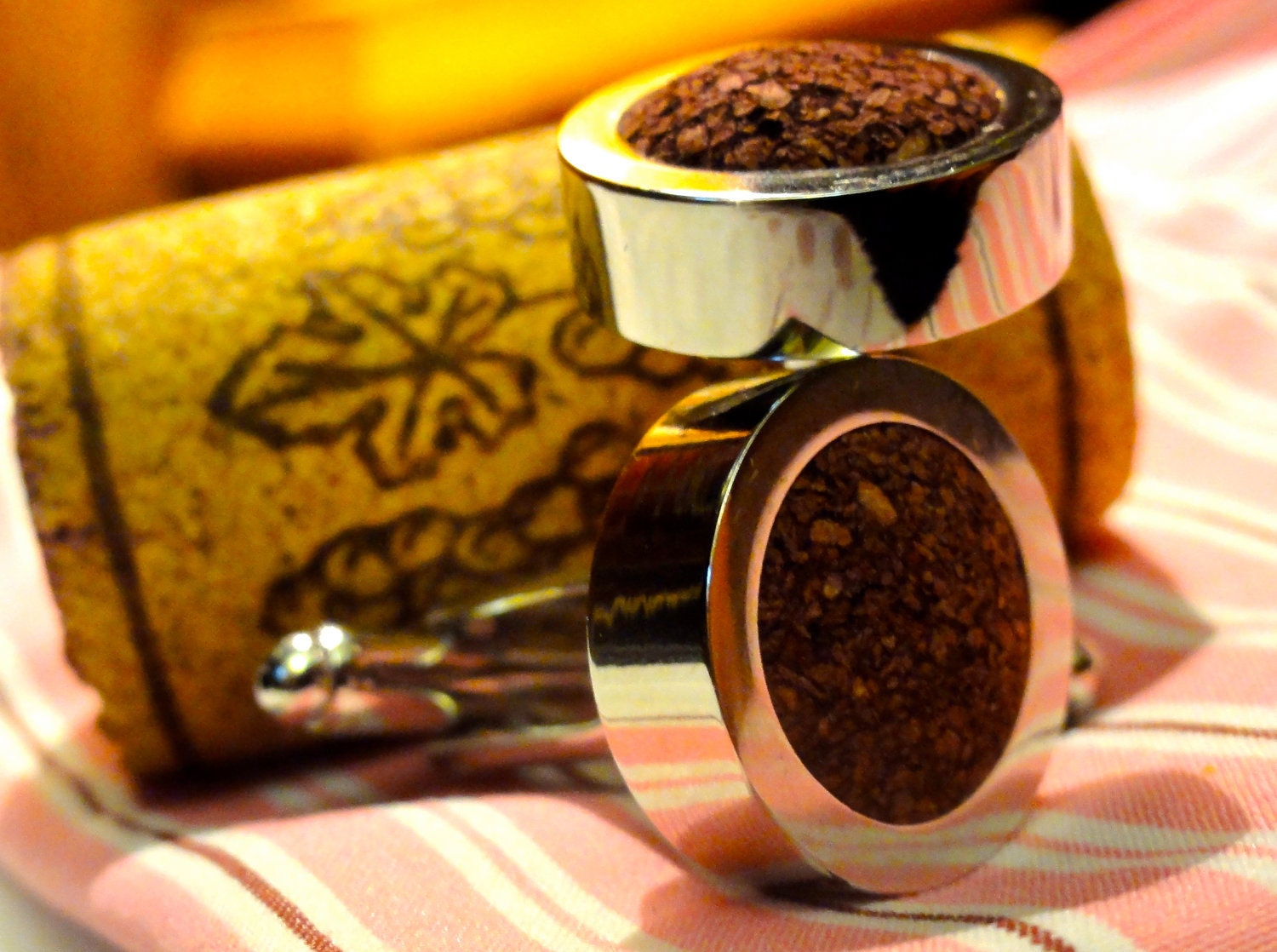 Wedding Cufflinks - Wine Cork Cufflinks - Vineyard Wedding Cufflinks - Father's Day Gift