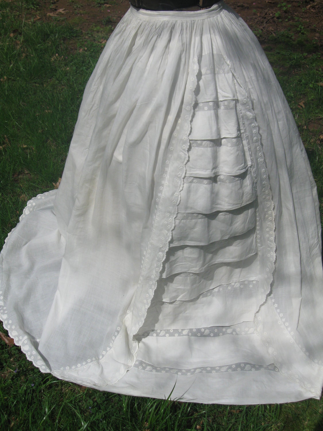 Antique Whitework Bustle Skirt c1880's Bride