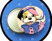 pretty DOG 2.25 inch pocket MIRROR, button or magnet 2 1/4" size