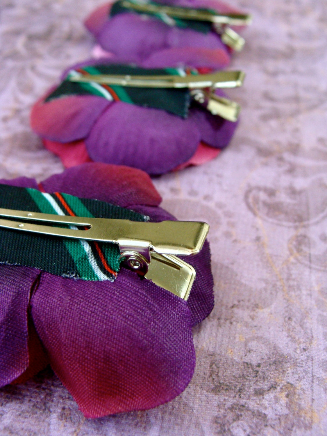 RESERVED FOR ERIKA Fuchsia Hair Clip Flowers, Anemone Hair Accessory, Vintage Buttons, Set of 3, Small Hair Flowers  - "Ain't We Got Fun"