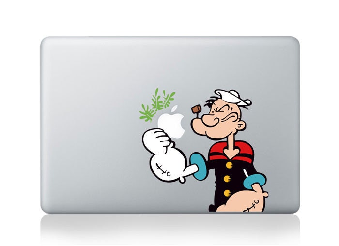 Popeye3- Macbook Stickers Vinyl Mac decals Macbook decal Macbook Pro decal Apple mac decal for Macbook Air / Macbook Pro sticker