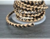 1 meter - Braided leather cord  - Brown Natural - Supplies - Findings - Genuine - Superior Quality - European - REG-08