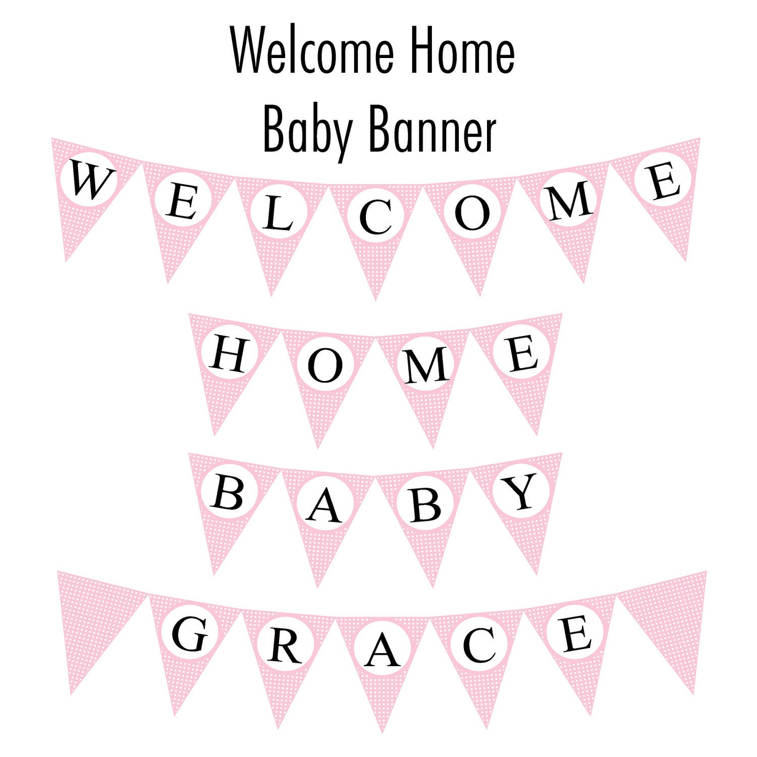 Welcome Home Baby Banner: Pink Gingham Printable Il_570xn